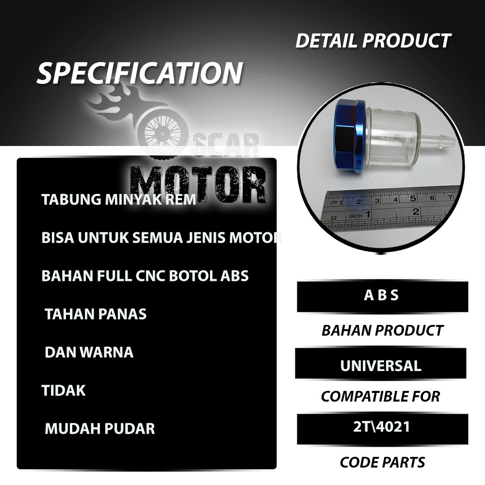 TABUNG MINYAK REM NISSI 2T WARNA FULL CNC BOTOL OIL OLI MIRING LURUS motor