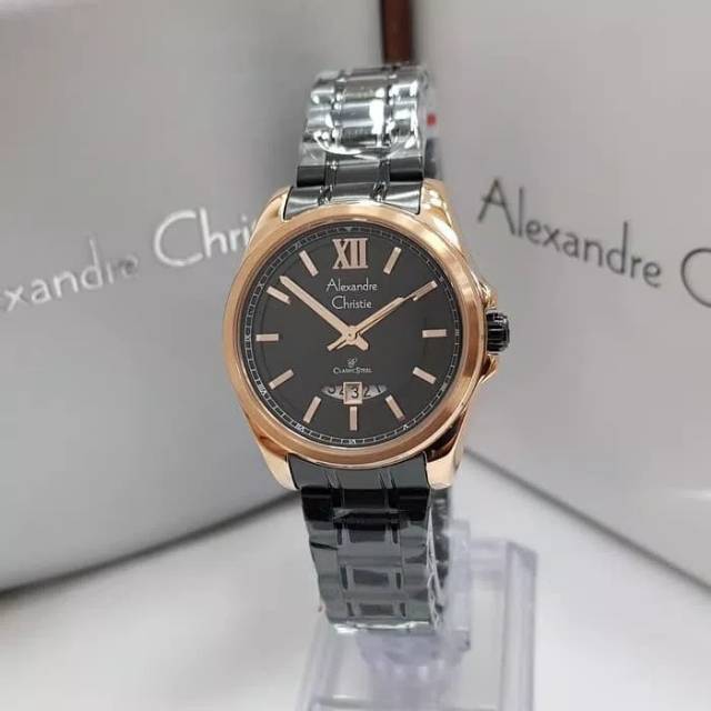 JAM TANGAN WANITA ALEXANDRE CHRISTIE AC8473 BLACK ROSE