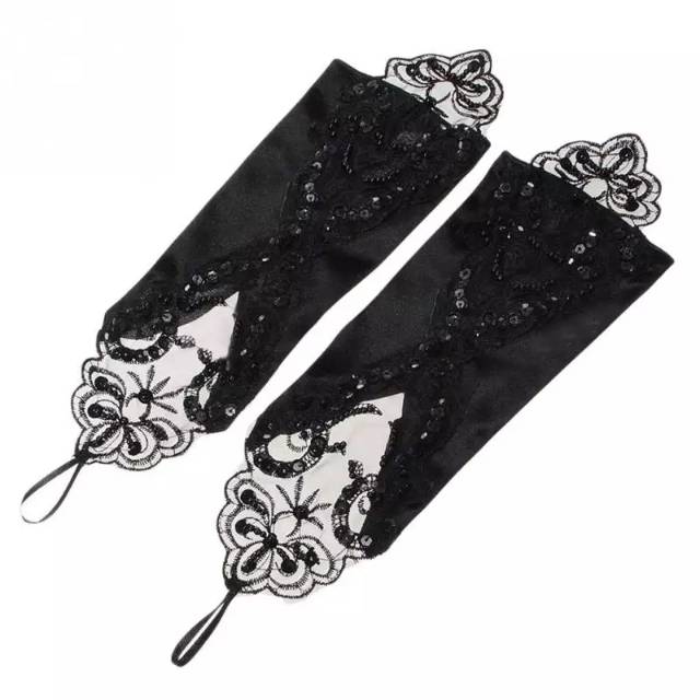 Black lace wedding gloves  sarung tangan hitam