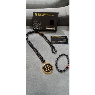 kalung dan gelang bio power black jade