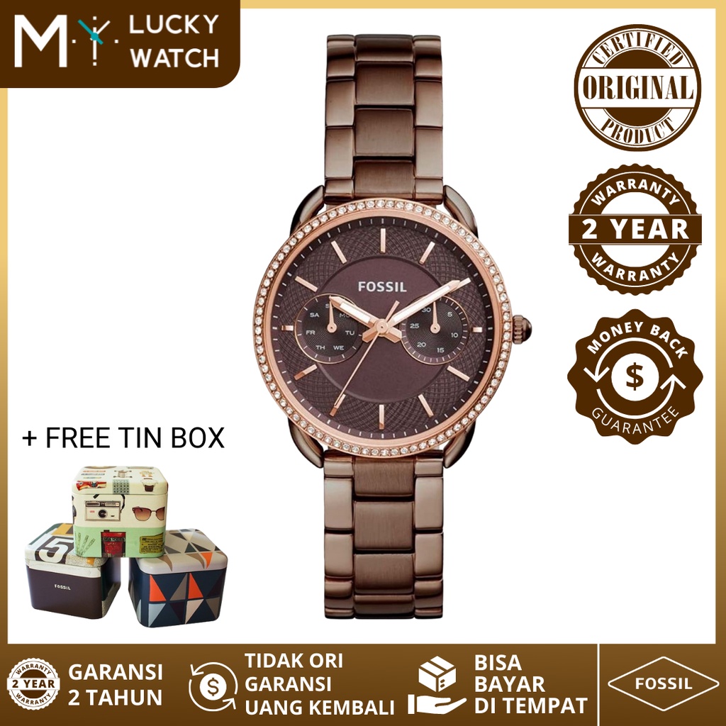 [ Original - Garansi 2 Thn ] ES4258 Jam Tangan Wanita Tailor Multifunction Brown Stainless Steel War