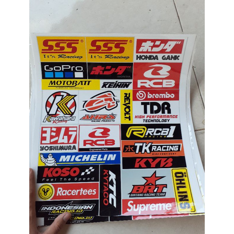 STICKER PACK HONDA GANK STICKER RACING AHRS RCB STIKER SSS STICKER RACERTEES BRT GO PRO VARIASI