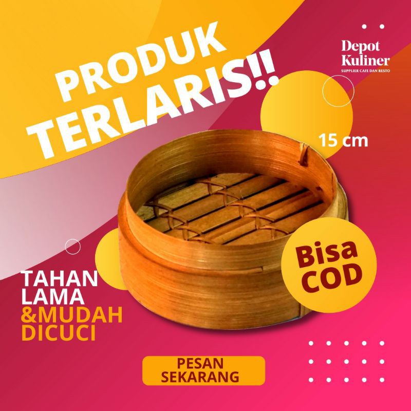 Klakat Kukusan Bambu Panci Dimsum Siomay Bakpao 15 CM