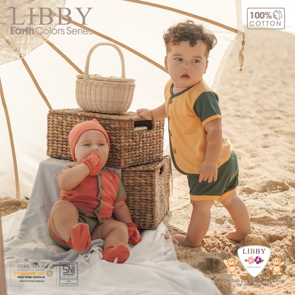 LIBBY EARTH COMFY - BAJU SET PENDEK 0-12 BULAN PART 1