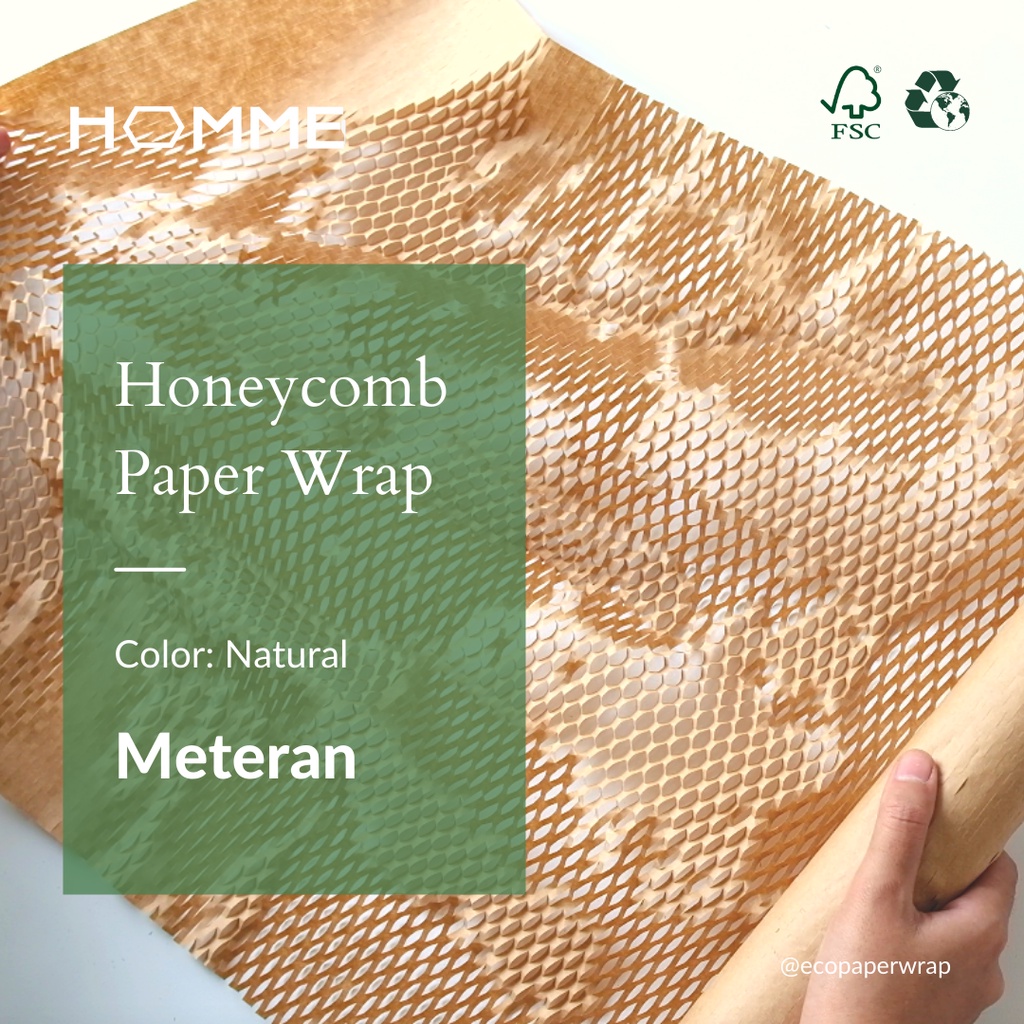 

(5 Meter) 50cm HOMME Eco Paper Wrap Honeycomb Bubblewrap Kertas Kraft Paperwrap warna natural/brown