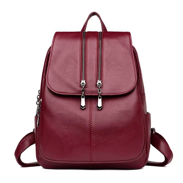 Tas Ransel backpack kulit wanita double zipper arista