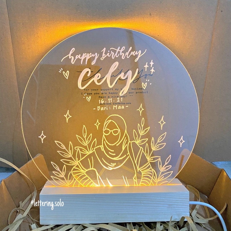 GIFT BOX ACRYLIC LETTERING LED KADO ULANG TAHUN, KADO WISUDA, KADO WEDDING