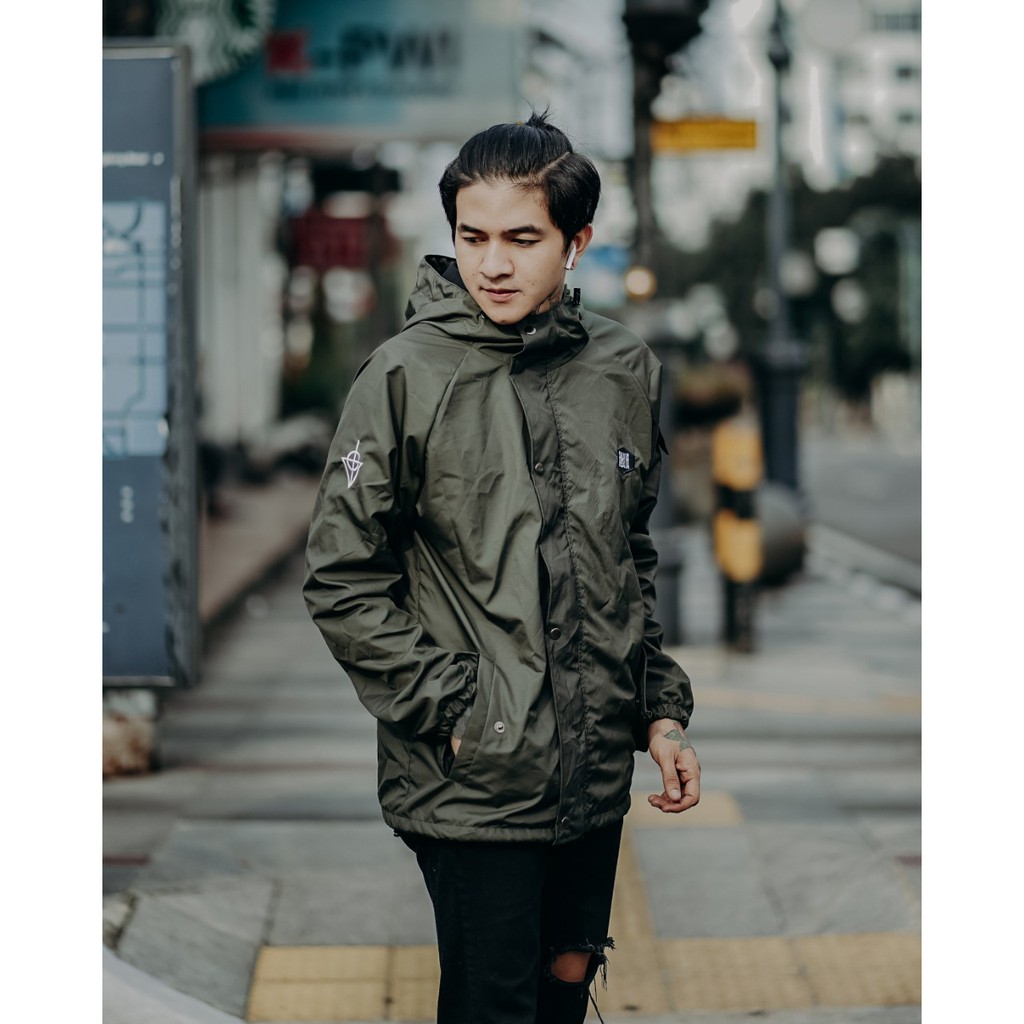 SALVIOHEXIA Jaket Casual Jaket Parasut Pria Hijau Army