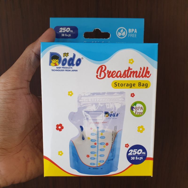 Breast Milk Storage Dodo 250ml, 120ml, 100ml isi 30 Pcs Kantong Asi  BPA Free Harga Per Kotak