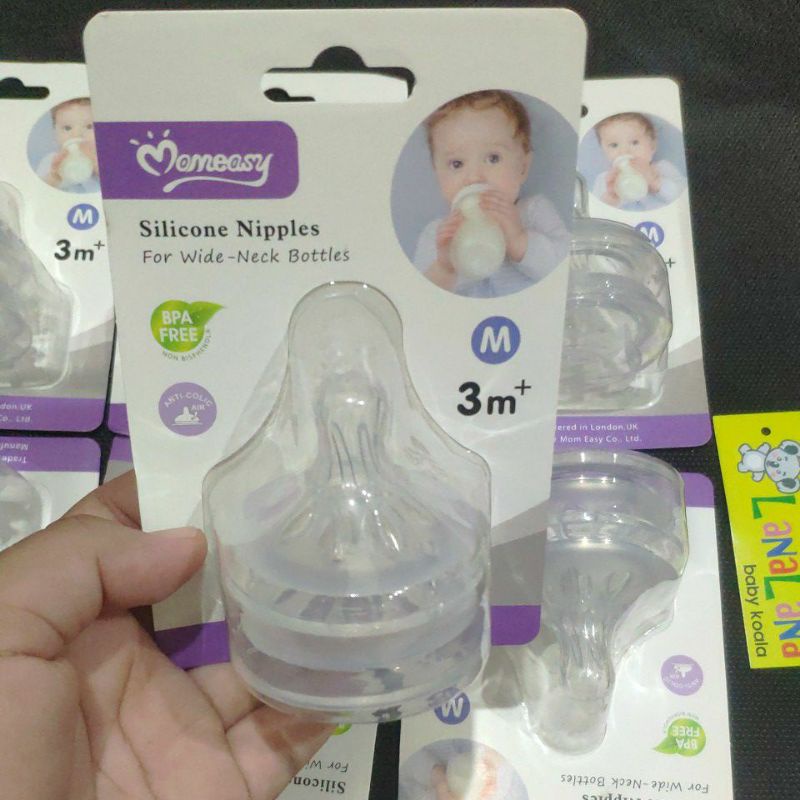 2 pcs nipple natural Momeasy. Silicone Nipples for wide neck bottles