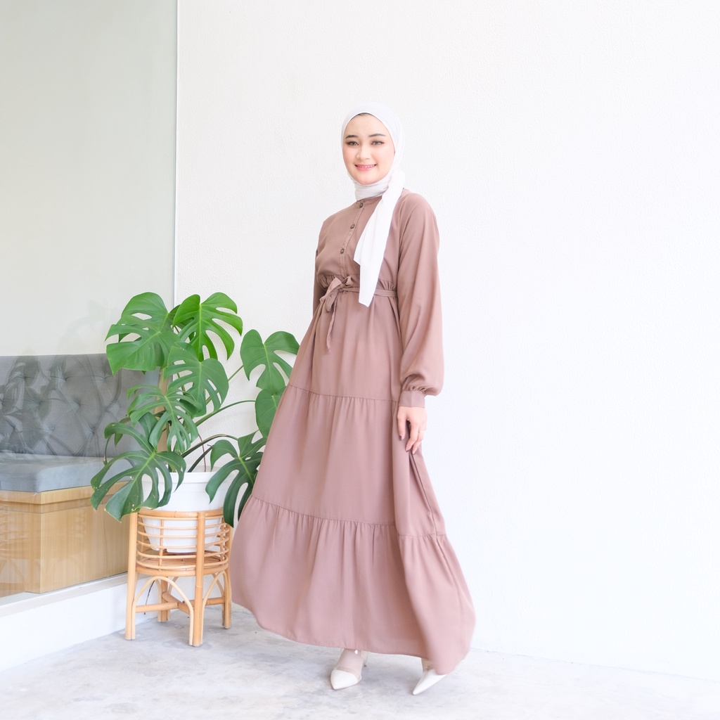 (AMD) GAMIS BREZANI MIDI LONG DRESS REMAJA RUFFLE WOLFIS