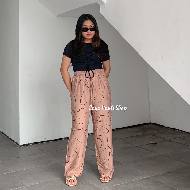 Kulot Motif Bali Rayon Premium-Kulot Garis Coksu
