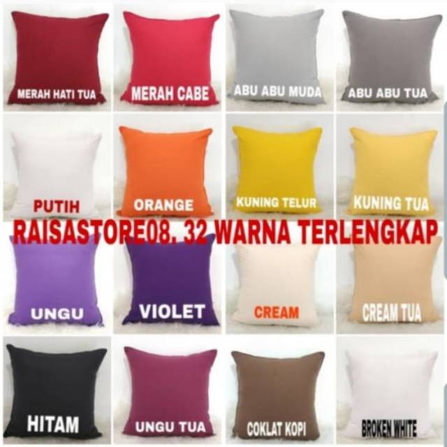 sarung bantal sofa/kursi  polos 60x60 premium (6001)