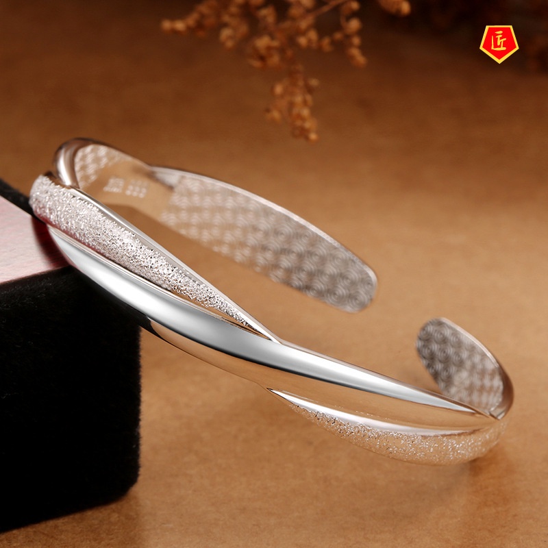 [Ready Stock]Women's New Simple Frosted 999 Silver Bracelet