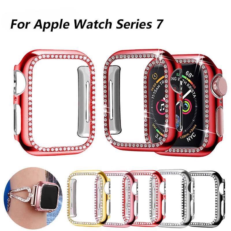 Case Pelindung Hias Berlian Untuk Apple Watch Seri 7 6 5 4 3 2 1 SE 40mm 44mm 41mm 45mm 42mm 38mm