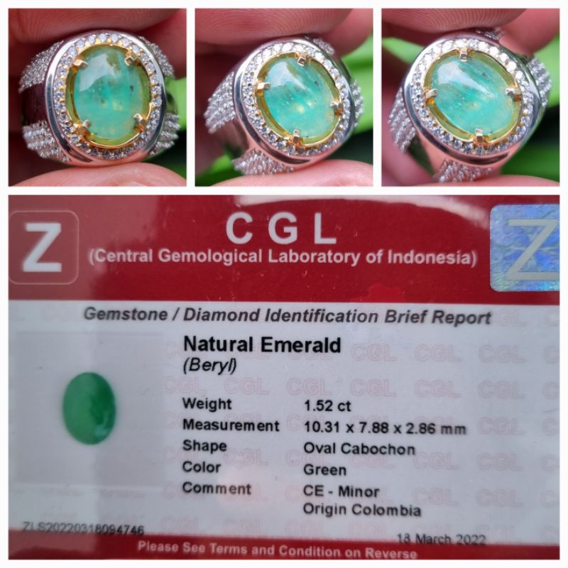 Natural Zamrud Colombia Jamrud Emerald Colombia Memo 1.52 crt