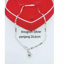 (COD)Gelang kaki perak asli 925 remaja dewasa milano kaca+kerincingan 1/Silver 925 lapisan mas putih