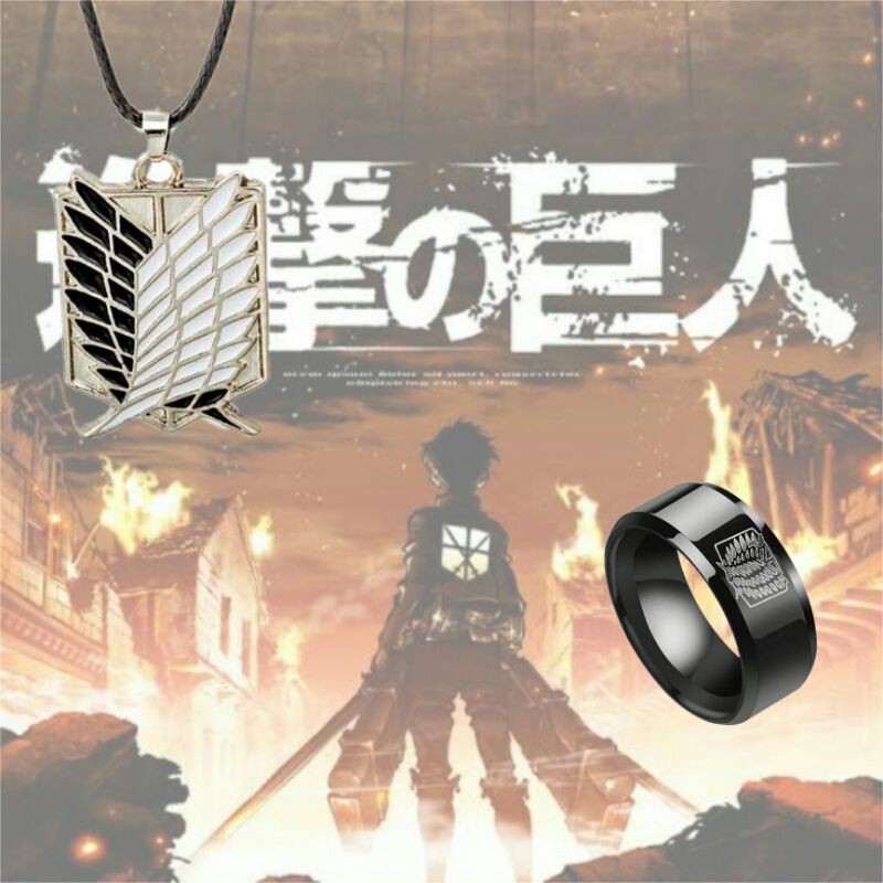 necklace & ring set attack on Titan anime accessories