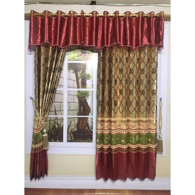 Gorden 2 in 1 ( 2 Gorden + 1 Poni Pisah ) Blackout Nagita Gonzalo Merah Smokering & Poni uk 100X220