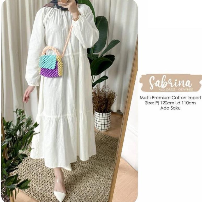 Midi Dress Putih Polos Loos Dress Long Dress Boho Bohemia Hv Tunik Katun Bangkok