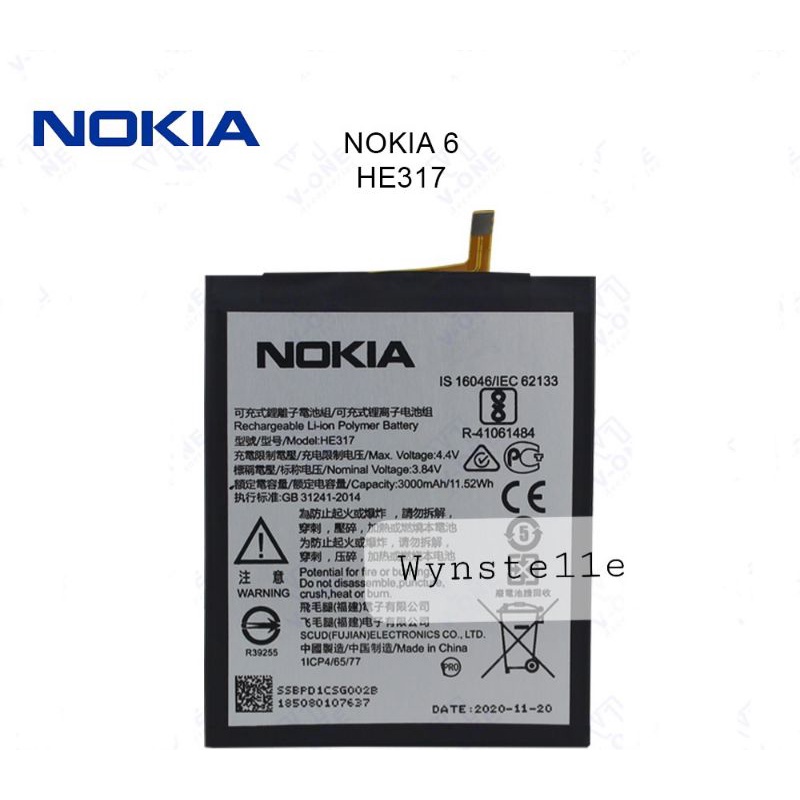 [ COD ] - Baterai Batre NOKIA 6 2017 TA-1000 TA-1003 HE317/HE316 ORI Model HE-317 HE 317/HE-316