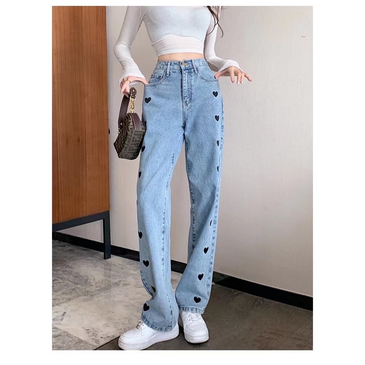 BISA COD B08 Highwaist Kulot Jeans wanita Rawis celana jeans high waist wanita love