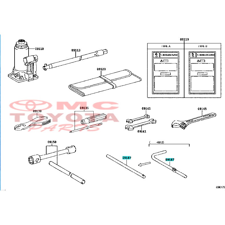 handle Spare Wheel Putaran Ban serepToyota Dyna 09187-0W020