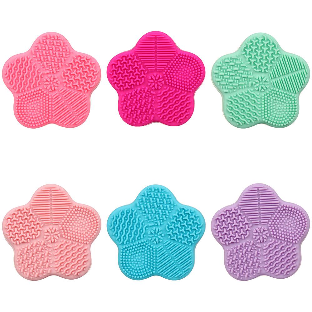 PINEAPPLE With Sponge Makeup Brush Cleaner Silicone Washing Tools Silicone Brush Cleaner Pad Scrubber Board Tool New Cleaning Mat Dry&amp; Wet Clean Make Up Washing Starfish/Multicolor