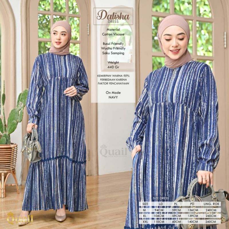 (BISA COD) DALISHA DRESS ORI QUAIL HIJAB // Gamis Cotton Viscose Termurah Dress Syar'i Terbaru