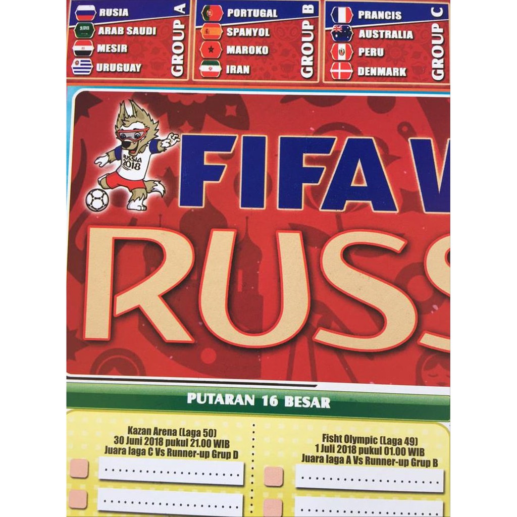 Jual Poster Jadwal Piala Dunia Russia 2018 World Cup Terlaris Shopee Indonesia