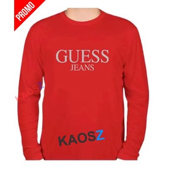 Kaos Distro Guess Jeans Silver Premium Fashion Pria Wanita Lengan Panjang