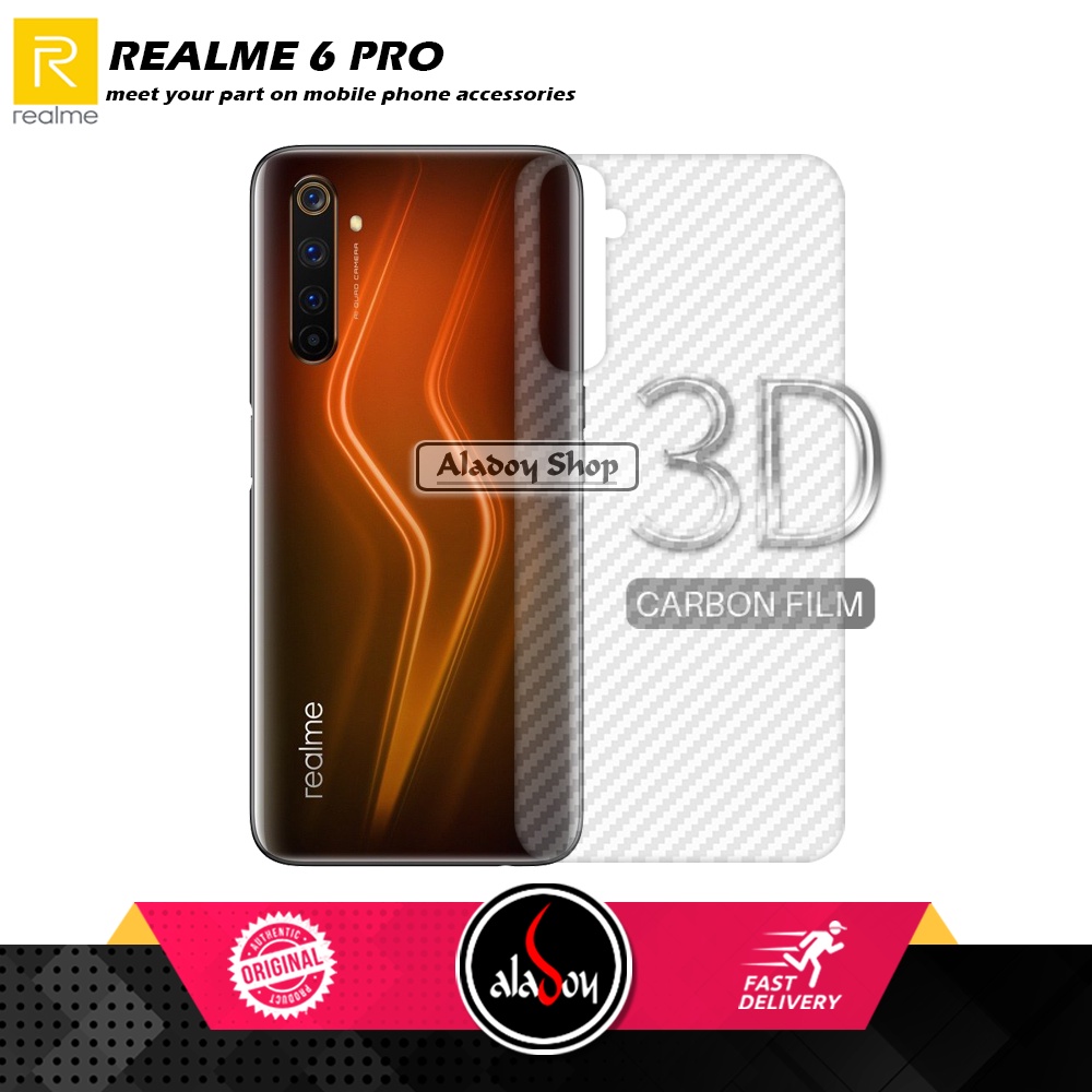 Tempered Glass Layar Oppo Realme 6 / 6 Pro Free Tempered Glass Camera dan Skin Carbon