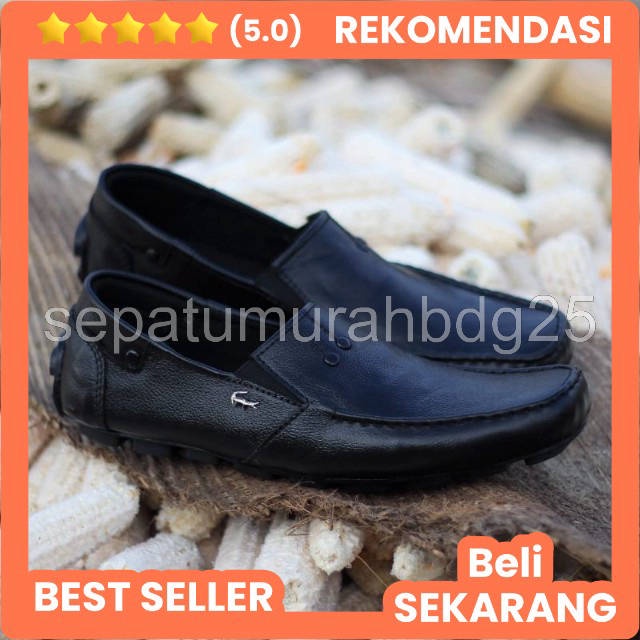 (COD) Sepatu Kerja Pria Hitam Crocodile Slop Pansus Bahan Kulit Asli Semi Formal Nyaman Keren Santai