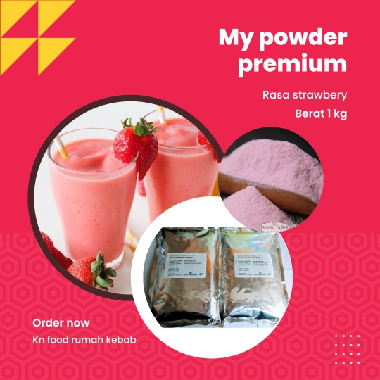 

Powder Strawberry PREMIUM - Powder Minuman rasa Strawberry 1kg PREMIUM - Instan Sameday
