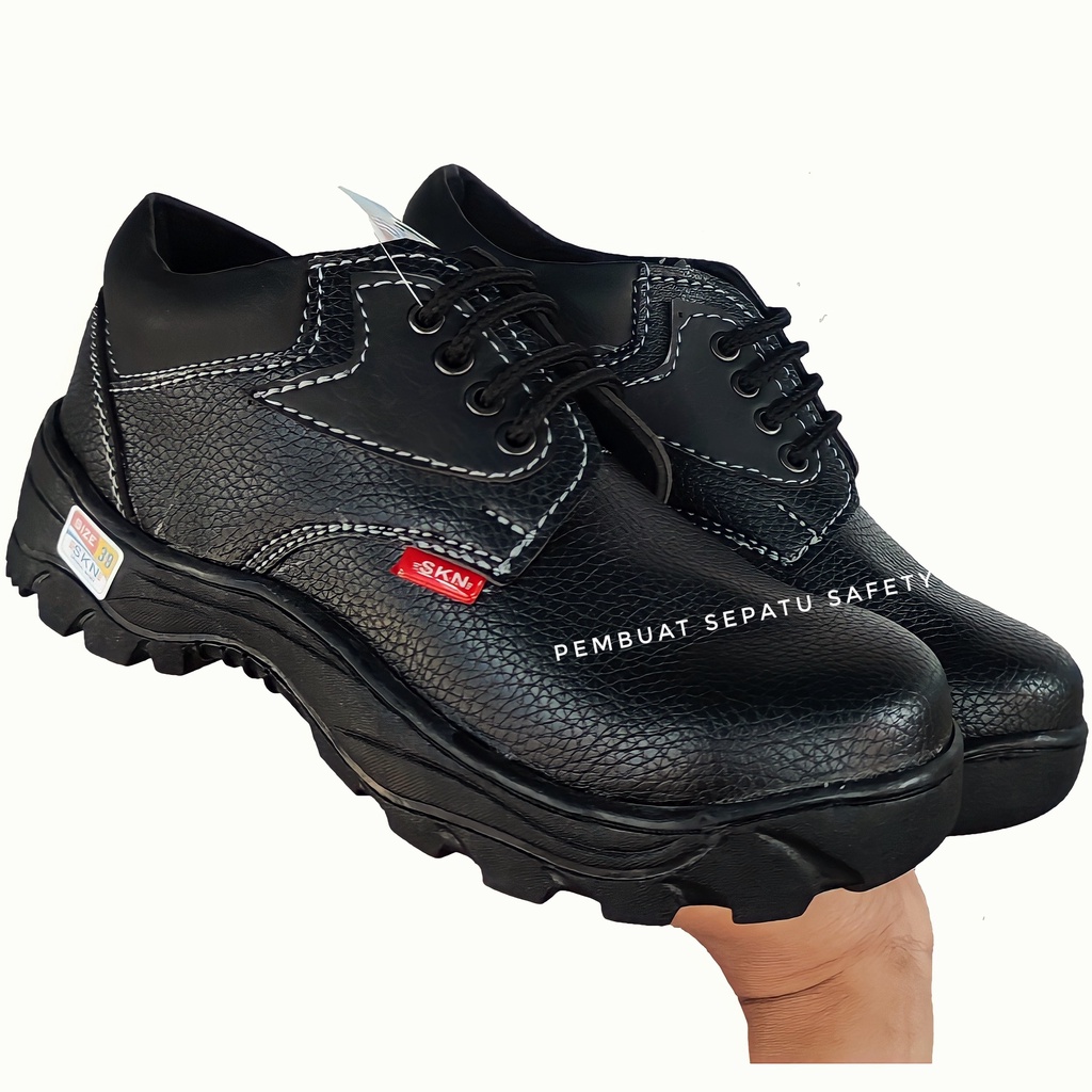 Sepatu Safety Hitam Kitchen Dapur Pabrik Kantor Anti Licin King Skn Murah Kukit Buatan Impor