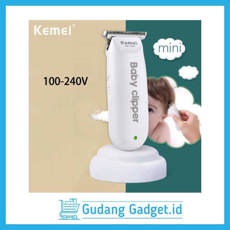 Trimmer Balita Anak Alat Cukur Rambut Bayi Elektrik Baby Clipper Shaver Kemei KM-1319 Putih Grab