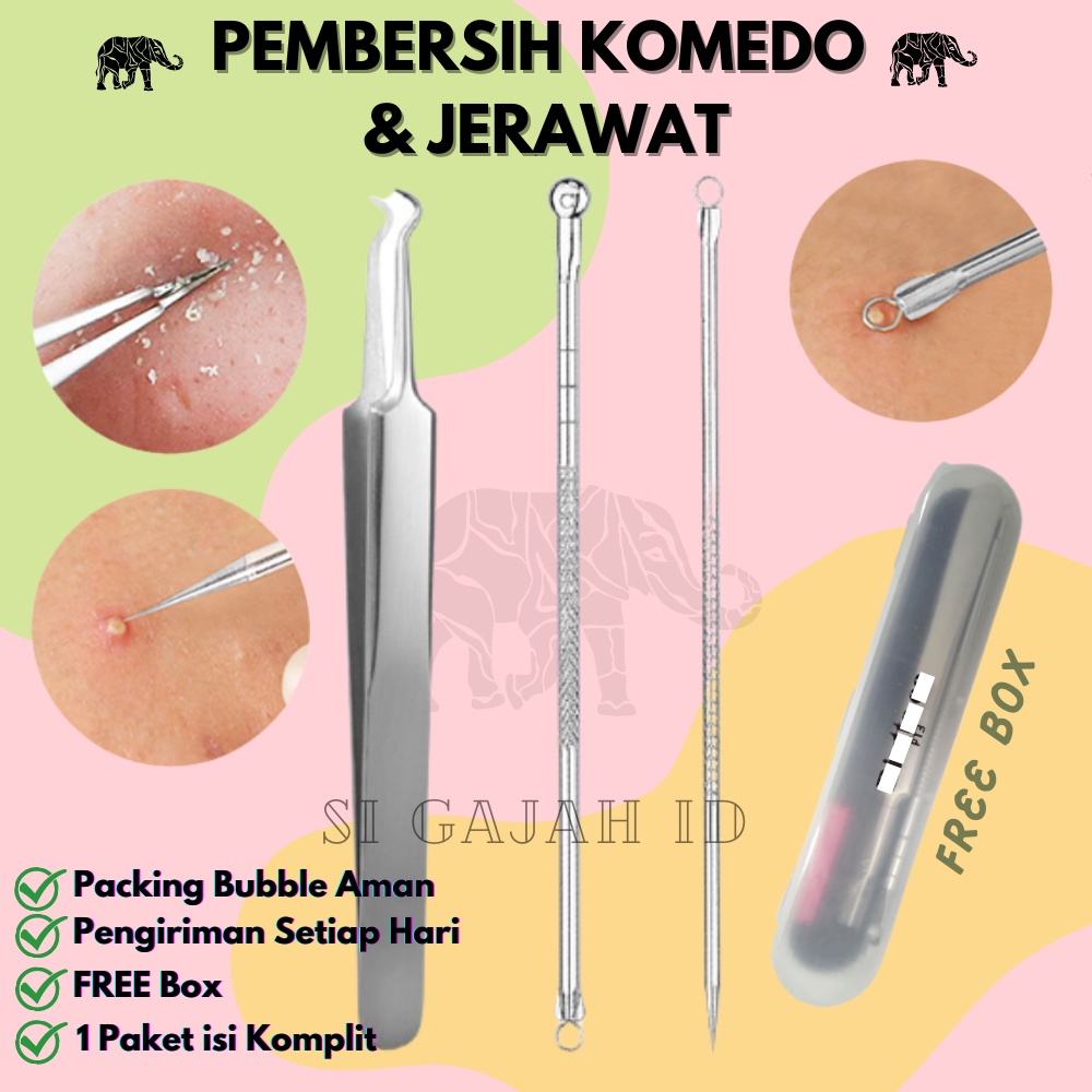 Pencetan Jerawat Pembersih Komedo Set 3 in 1