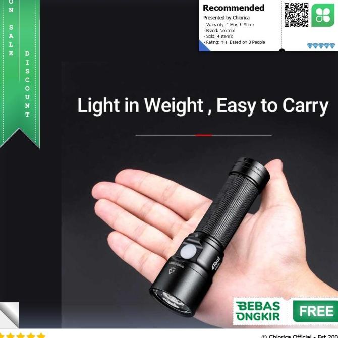 NexTool Senter LED Flashlight Type C Rechargeable 2200 Lumens - ED20