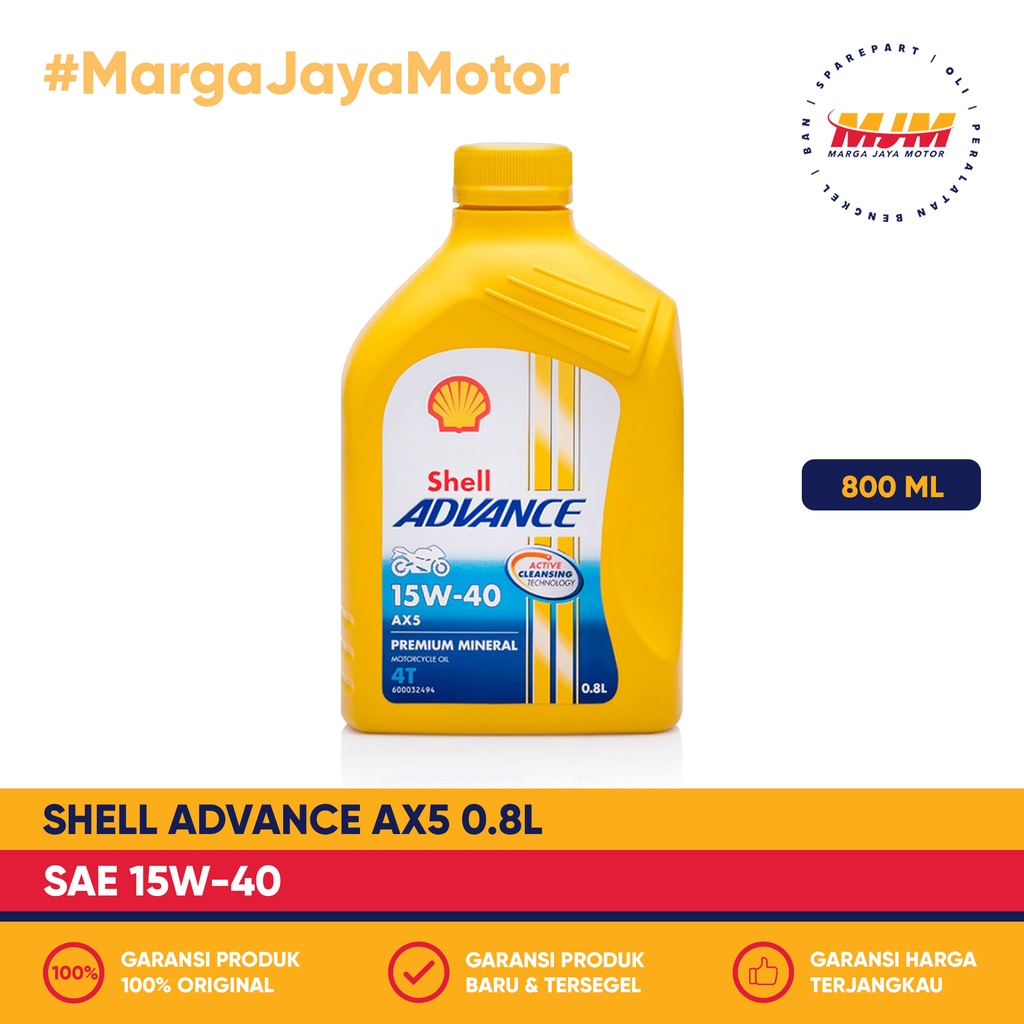 Shell Advance AX5 4T 15W/40 800ml Shell Oil 0.8L