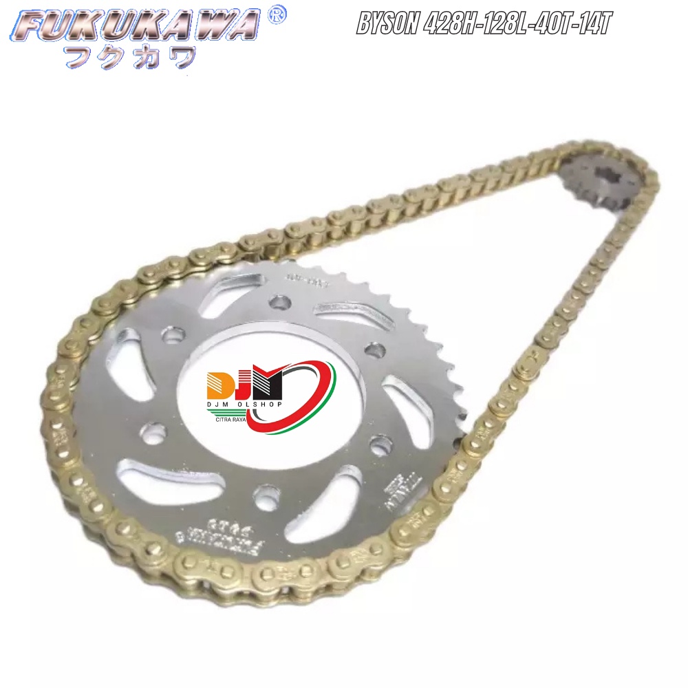 GEAR SET/GEAR PAKET RANTAI GOLD FUKUKAWA 428H JAPAN QUALITY VIXION NEW SCORPIO R15V1 V2 V3 BYSON DLL