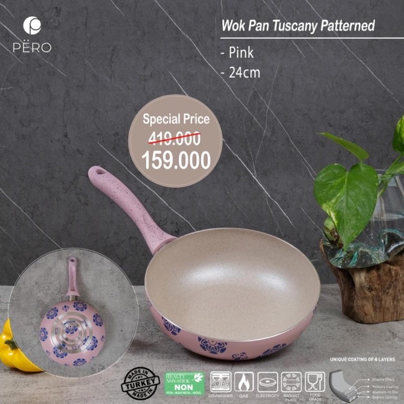 PERO WOK PAN 24 cm pink