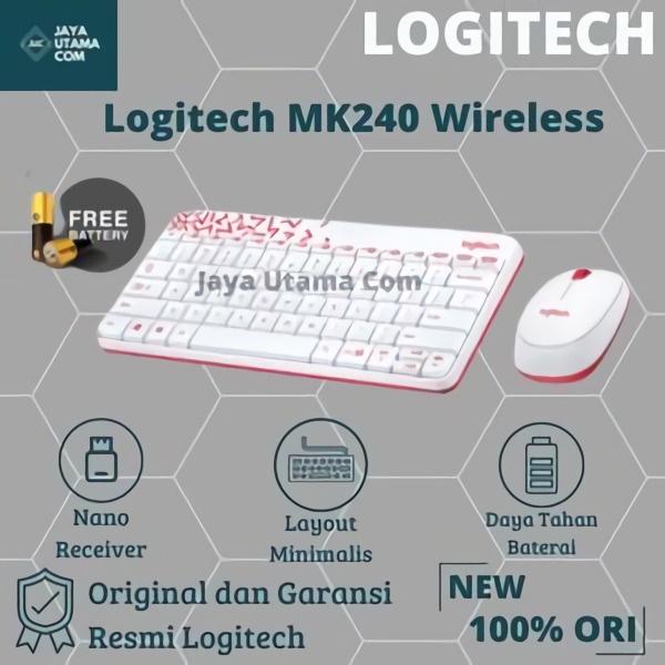 Logitech MK240 Mini Keyboard Mouse Wireless Original