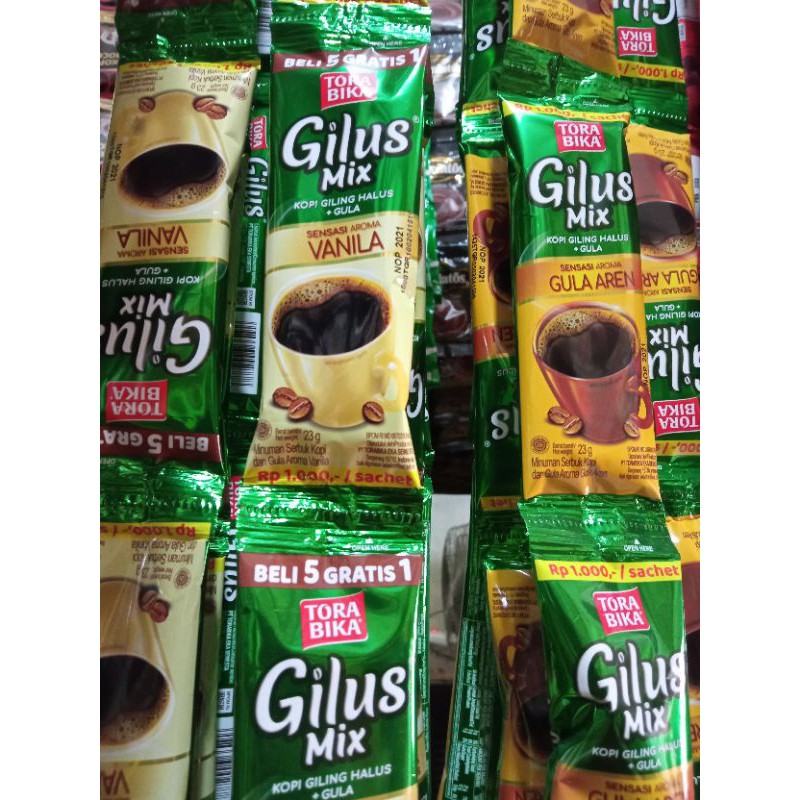 

kopi torabika gilus mix gula aren sachet isi 10 pcs