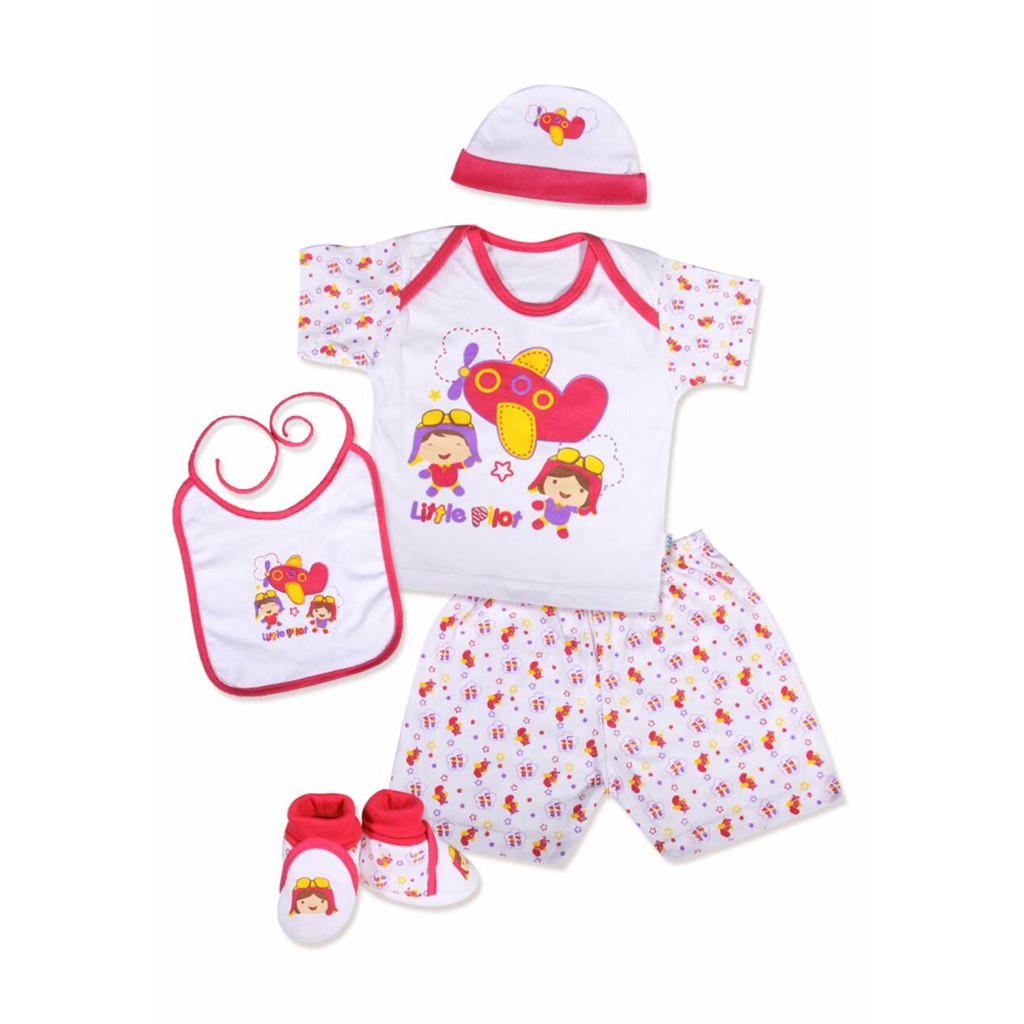 Baby Set 11163 merk KIDDY - Baby Gift Set Baju, Celana, Bib dan Sepatu Bayi