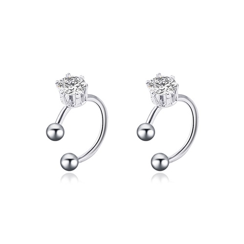 LRC Anting Fashion White K Zircon C-shaped Metal Earrings Without Holes