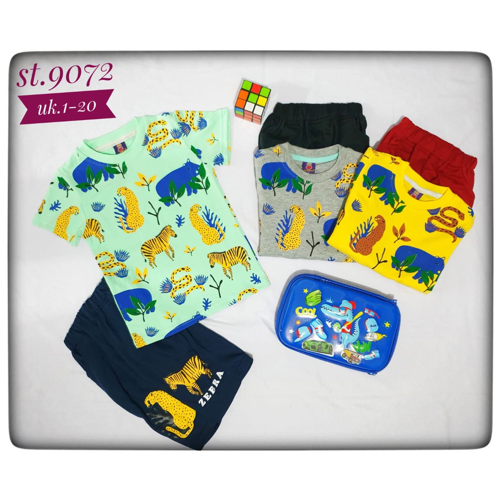 Setelan anak laki-laki 1-7 tahun Animals/baju satu setel/ kaos anak laki-laki/ setelan baju anak/ se