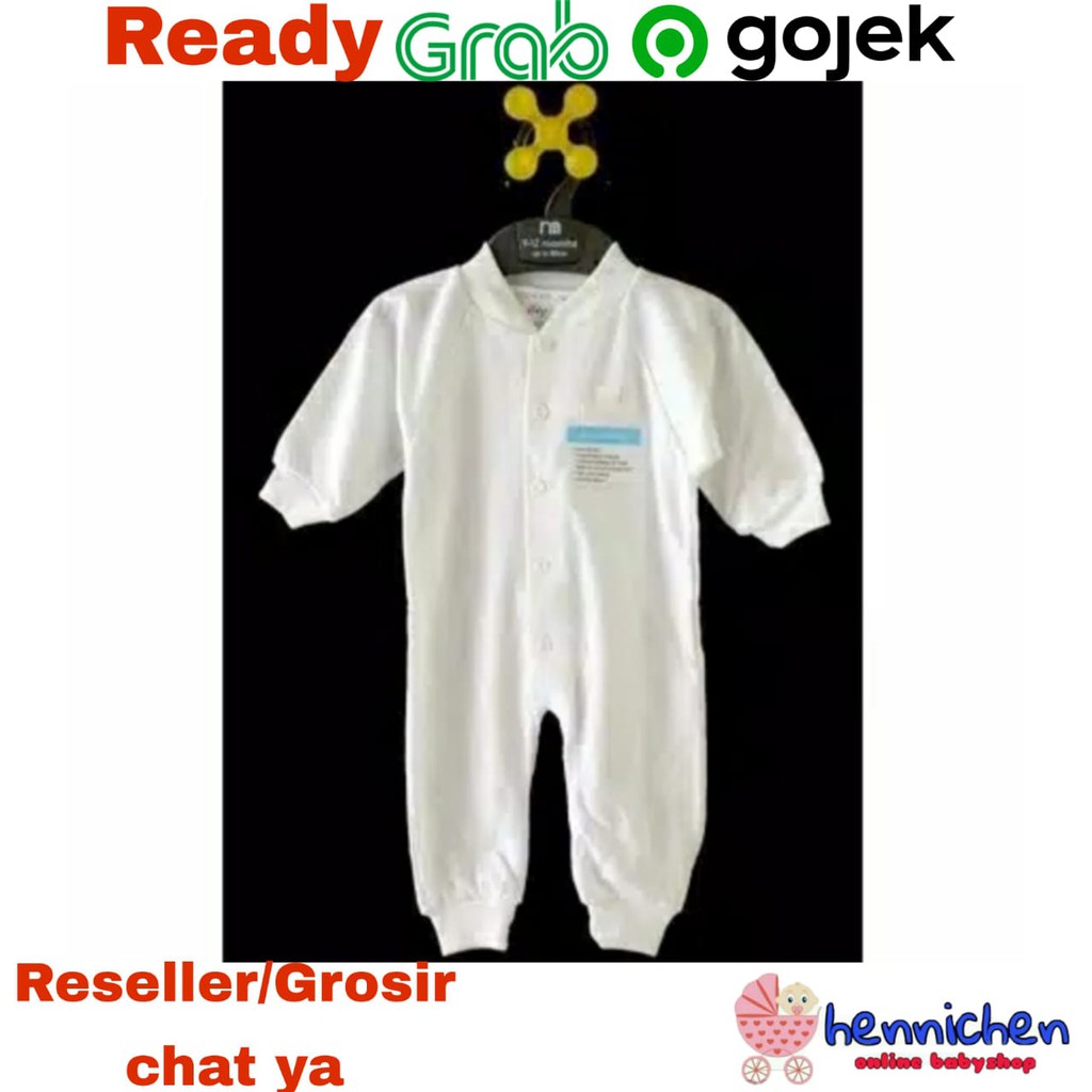 MIYO By Libby Baju Kodok Panjang Buka Kaki Bayi WHITE Newborn (0-3M) SNI