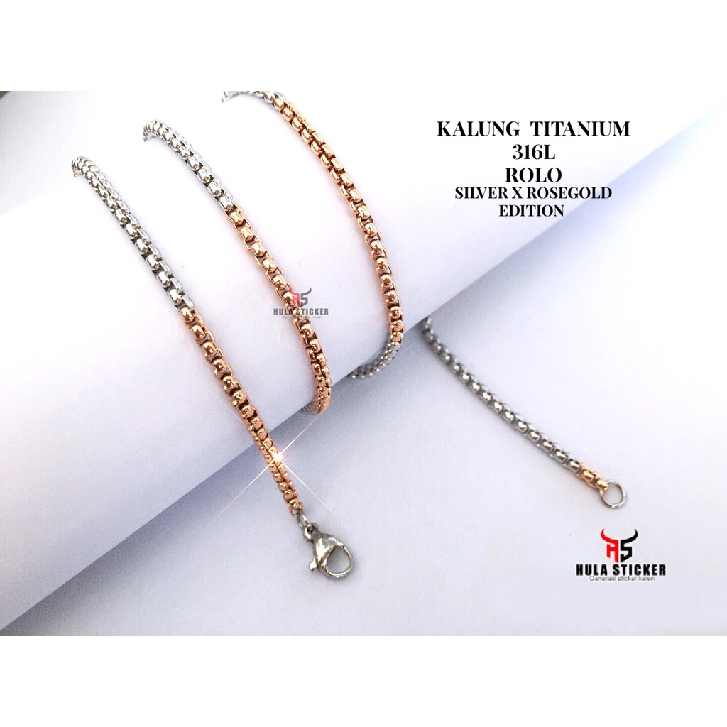 Rantai Kalung Titanium Pria Wanita ROLO 2 WARNA Stainless Premium Anti Karat Titanium 316L / Rantai MCI