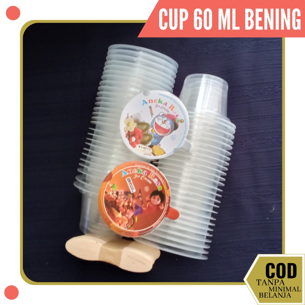 CUP ES KRIM MINI / CUP ES KRIM DAN TUTUP / CUP PLASTIK BENING