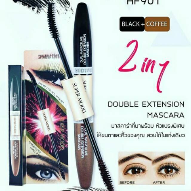 SIVANNA COLORS DOUBLE EXTENSION MASCARA/MASCARA/BULU MATA/ALIS MATA/BRUSH/MAKE UP BRUSH/KOSMETIK/SIVANNA